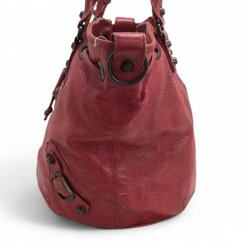 Vintage Balenciaga class mini pompon leather hand bucket bag with double handle - Picture 5 of 8